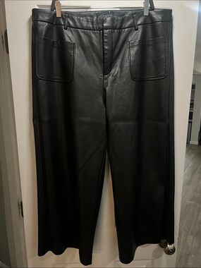 Eloquii Black Faux Leather Wide-Leg Trousers